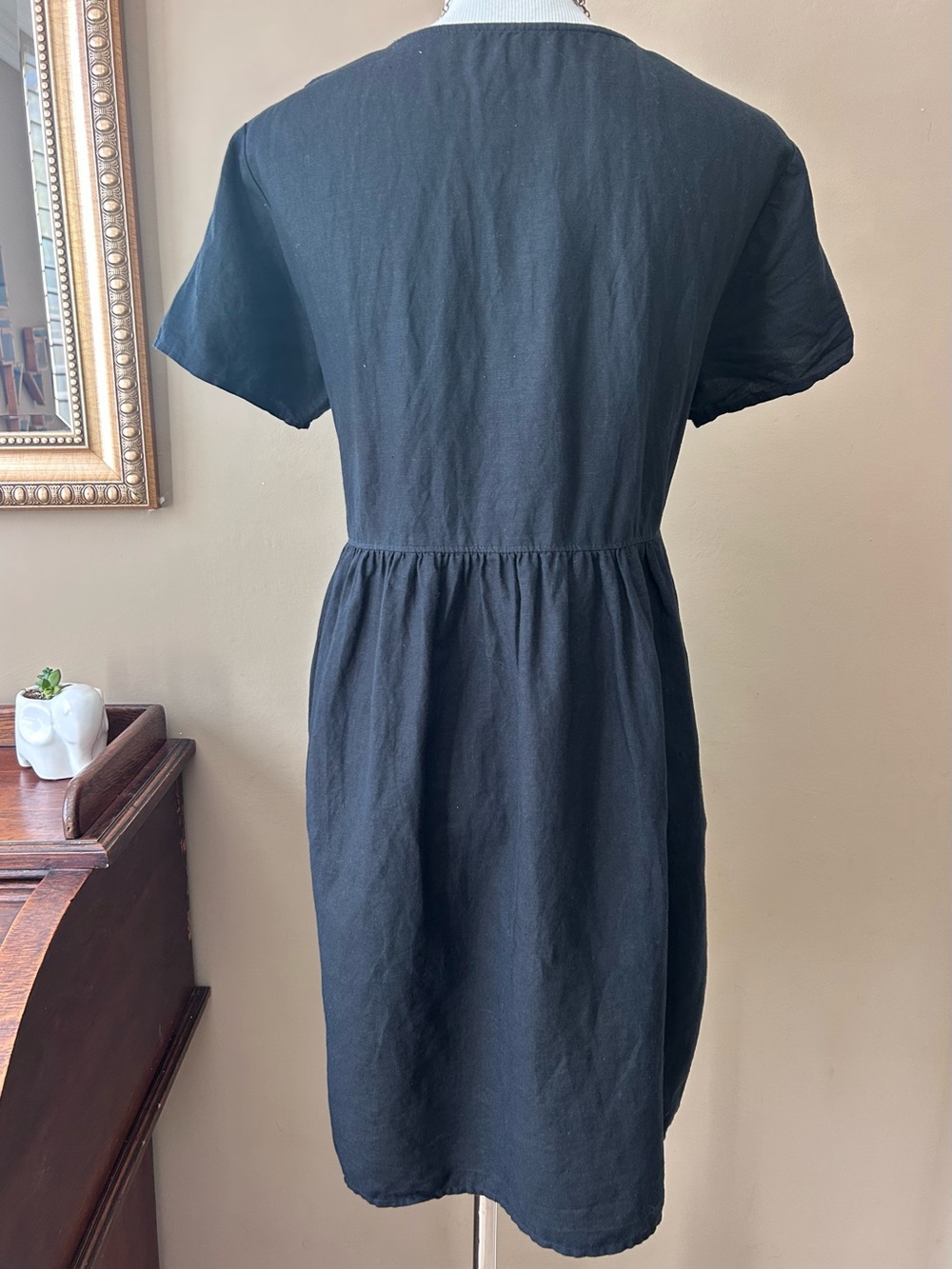 Madewell Black Linen Alexandra Button-Front Mini Dress Size L - Picture 6 of 11
